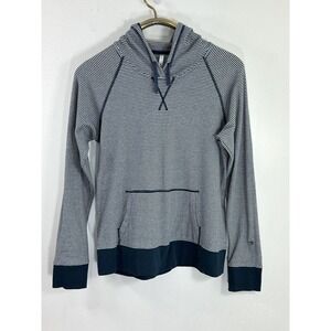 KUHL Hoodie Womens Large Blue  Striped Hooded Pullover Shirt Sz Medium